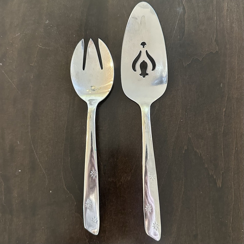 Vintage Superior Stainless Flatware Night Sky Atomic Starburst MCM Serving Pie